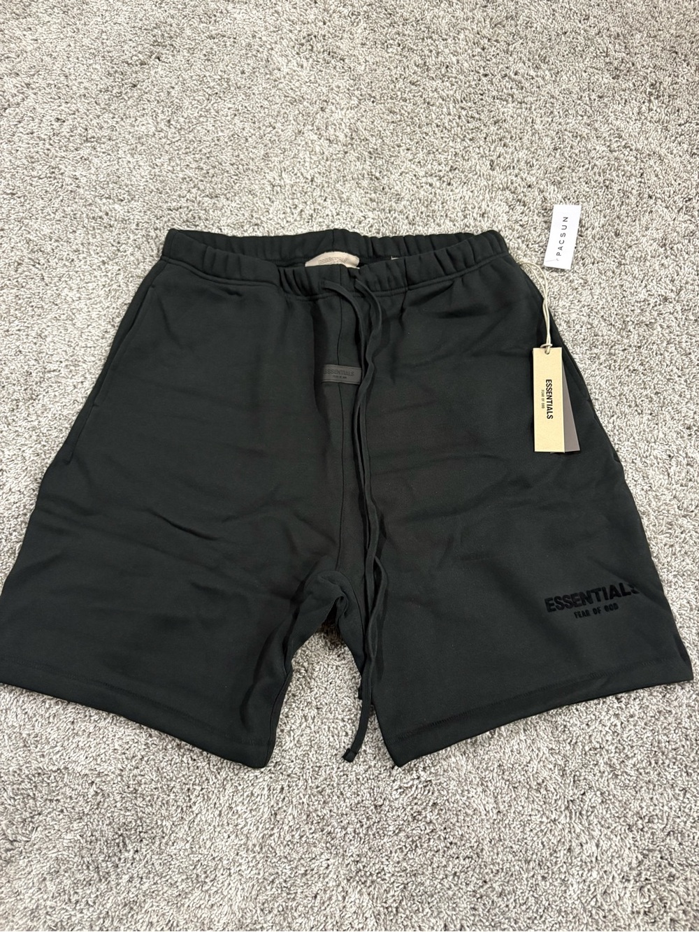 Essentials Black Drawstring Fleece Shorts